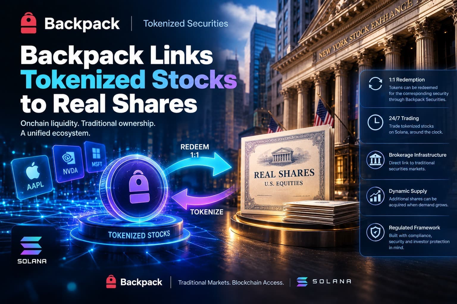 Backpack Links Tokenized Stocks to Real Shares
